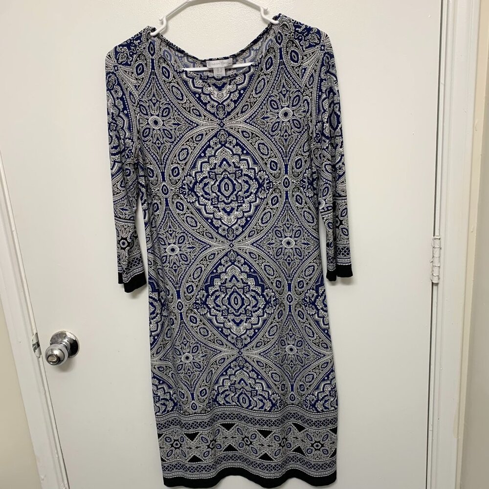 London times blue paisley print dress size 4